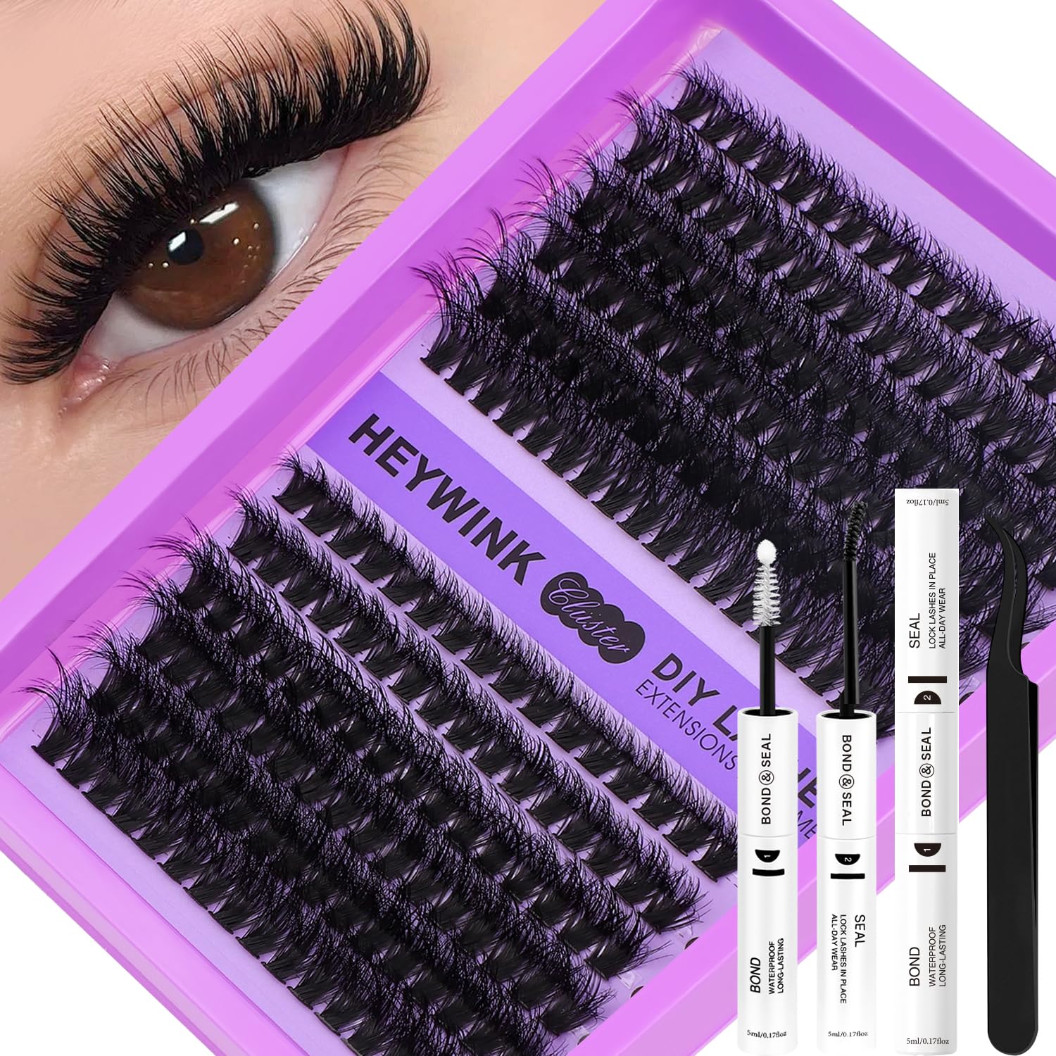 HEYWINK Lash Clusters 60D+80D for dramatic volume in home use