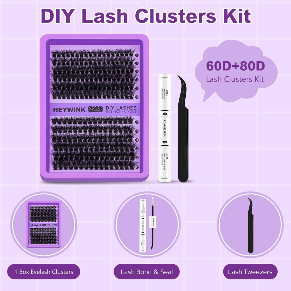 HEYWINK D curl lash clusters providing natural lift with volume