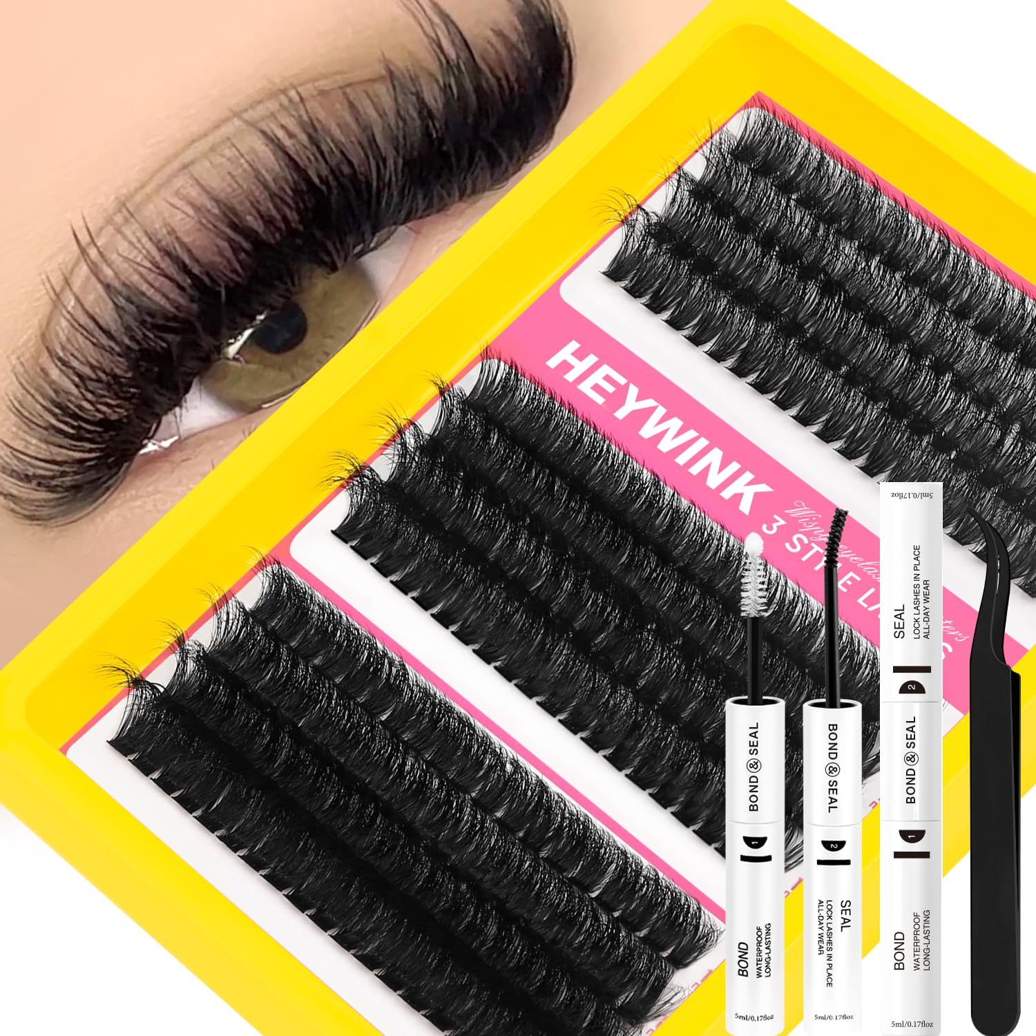 HEYWINK Lash Clusters Kit front view for at-home DIY lash artistry