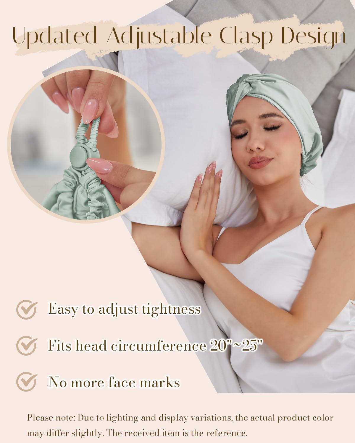 HFRHTGY double-layer satin fabric reduces friction for smoother hair at night.