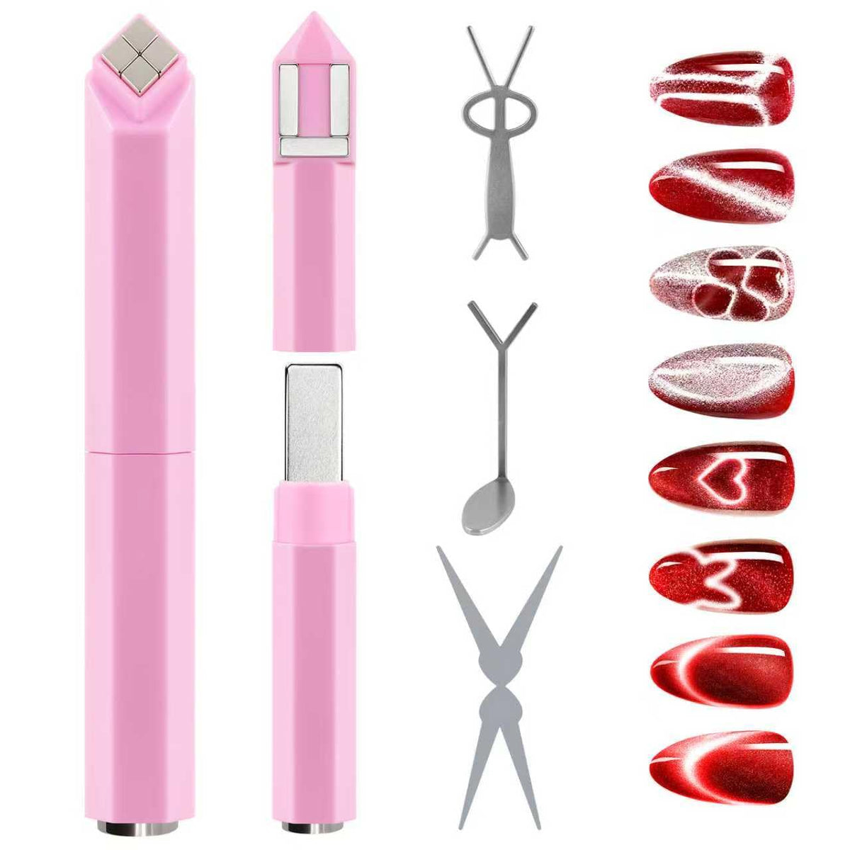 HGEKLIZV 4-in-1 diamond cat-eye magnet enables versatile nail art.