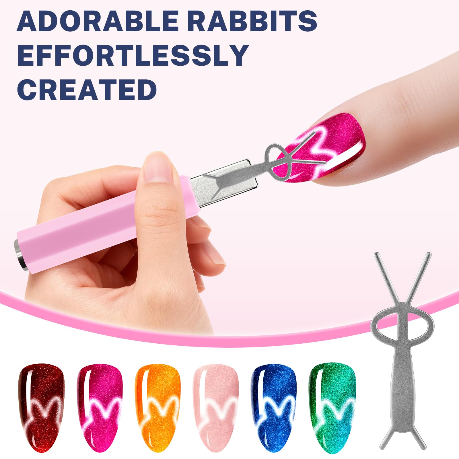 HGEKLIZV Rabbit pattern magnet for playful nail designs.