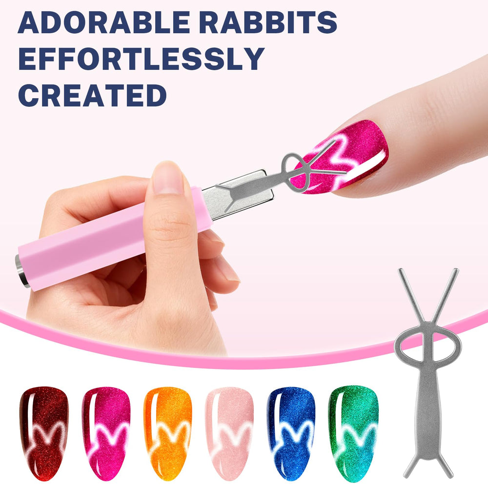 HGEKLIZV Rabbit pattern magnet for playful nail designs.