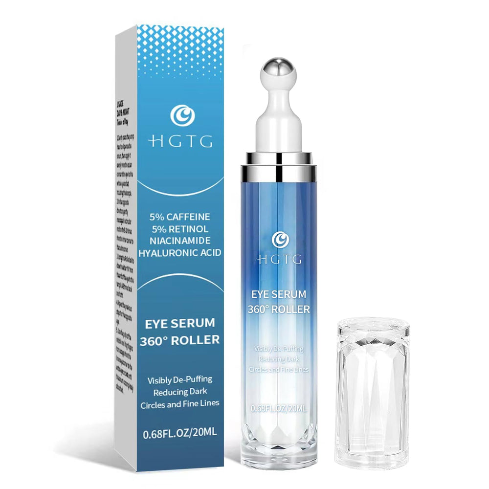 HGTG Eye Serum caffeine rollerball bottle for refreshed, smoother under-eye skin