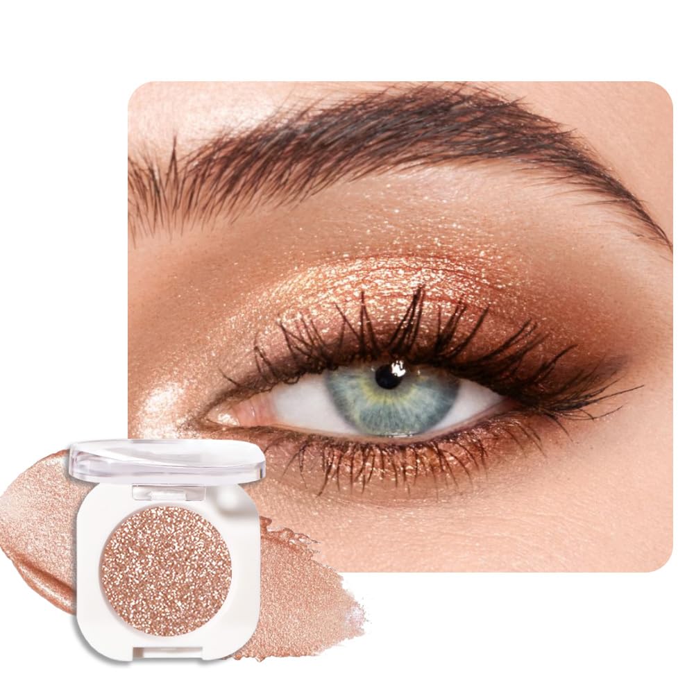 HHLTOH light brown glitter eyeshadow for subtle daily sparkle.