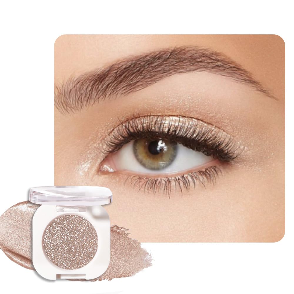 HHLTOH light nude brown glitter eyeshadow single for everyday radiant shimmer.