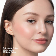 HHLTOH Matte Powder Blush Blend close-up demonstrating smooth, effortless application.