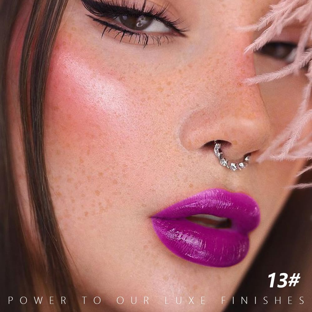 HHLTOH purple matte lipstick swirled on skin shows rich color payoff