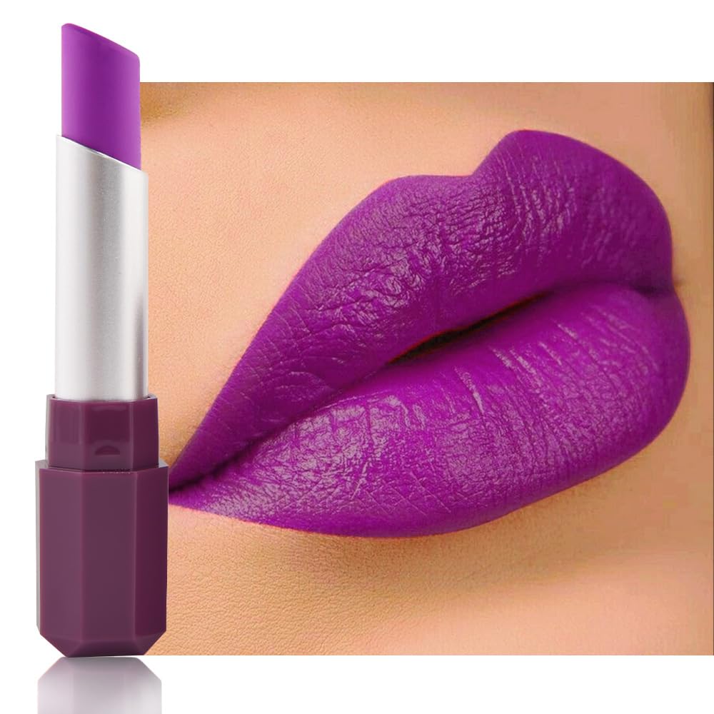 HHLTOH purple matte lipstick tube front for bold Halloween looks