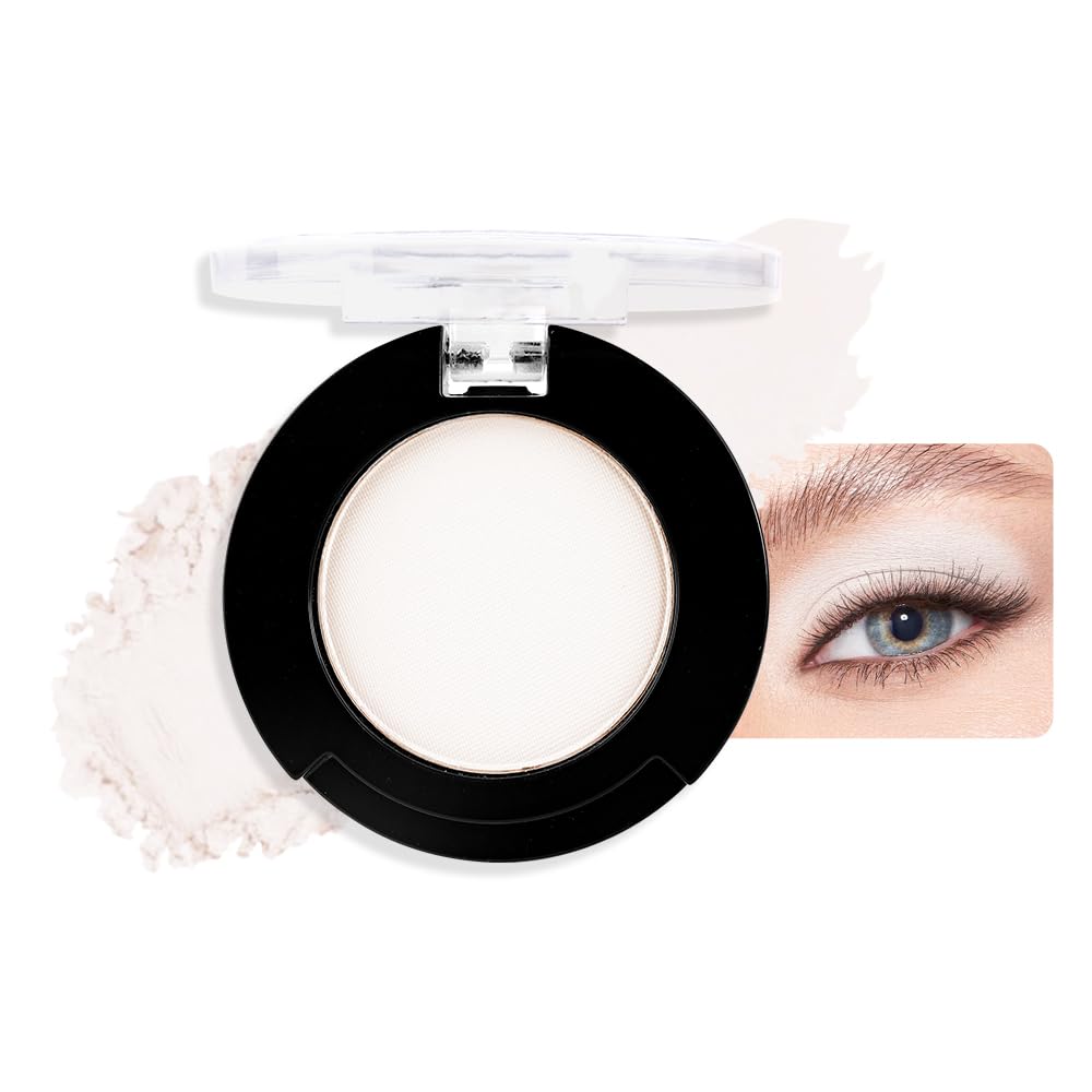 HHLTOH Single Matte Eyeshadow Palette ivory white base for natural day looks.