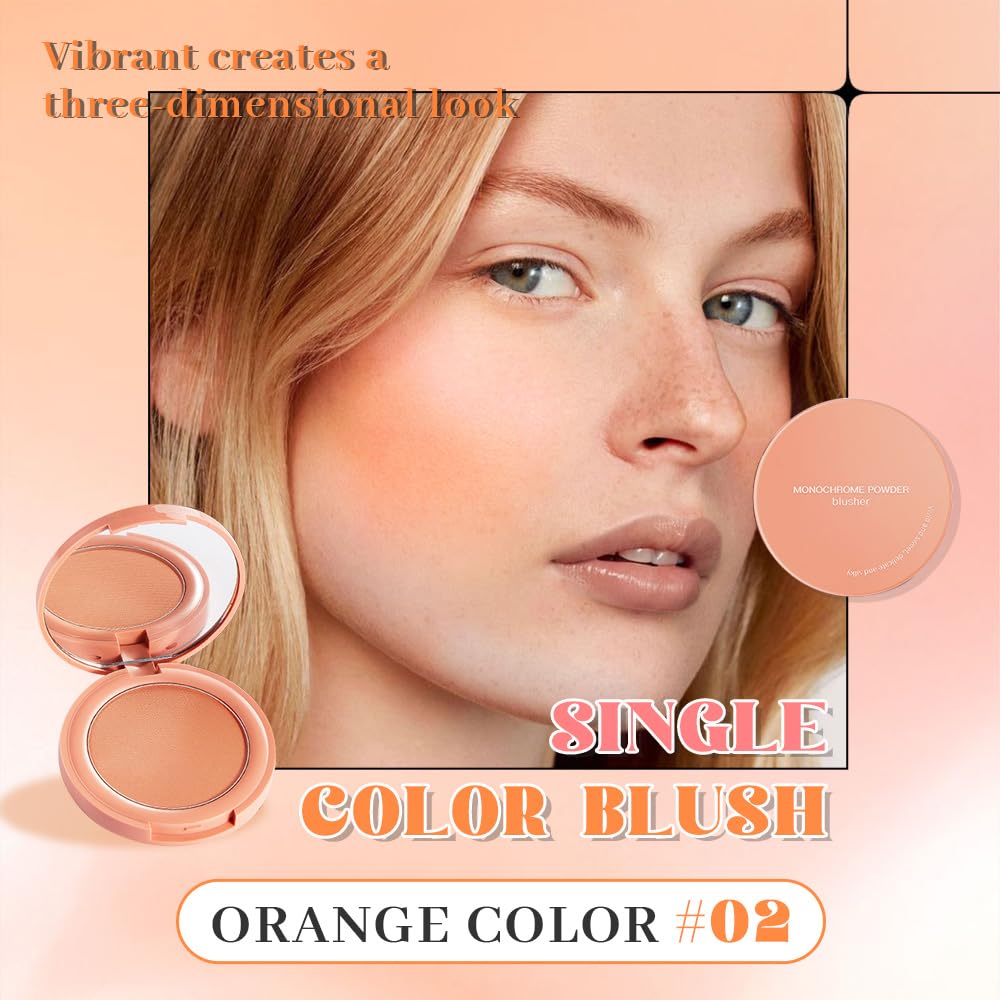 HHLTOH Warm Orange Blush application on cheeks for a natural glow.
