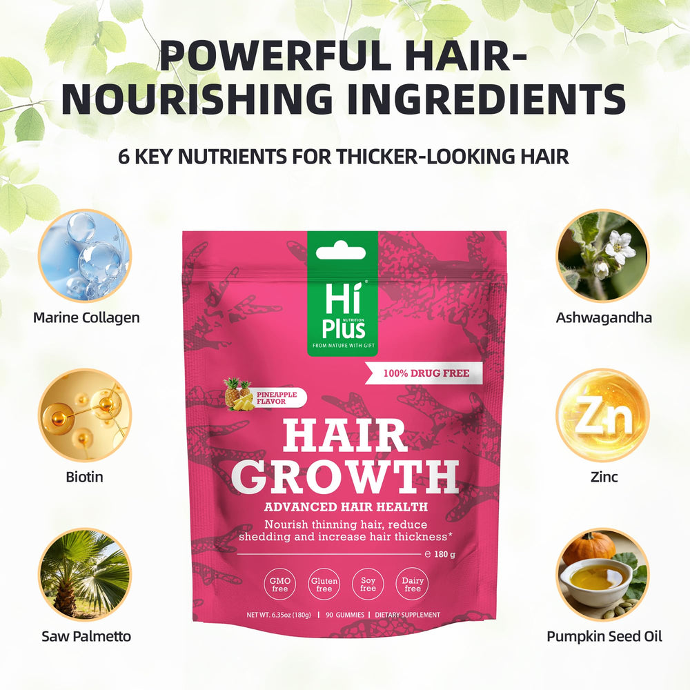 HiPlus Hair Growth Gummies pour demonstrates convenient twice-daily intake routine