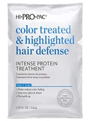 Hi-Pro-Pac Color Treated Intense Protein Treatment pack shot showing color protection and shine for treated hair
