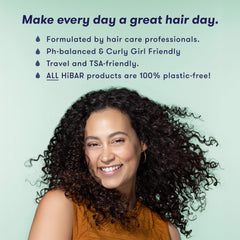 HIBAR Babassu and Pracaxi Butter ingredients nourish curls with elasticity and shine.