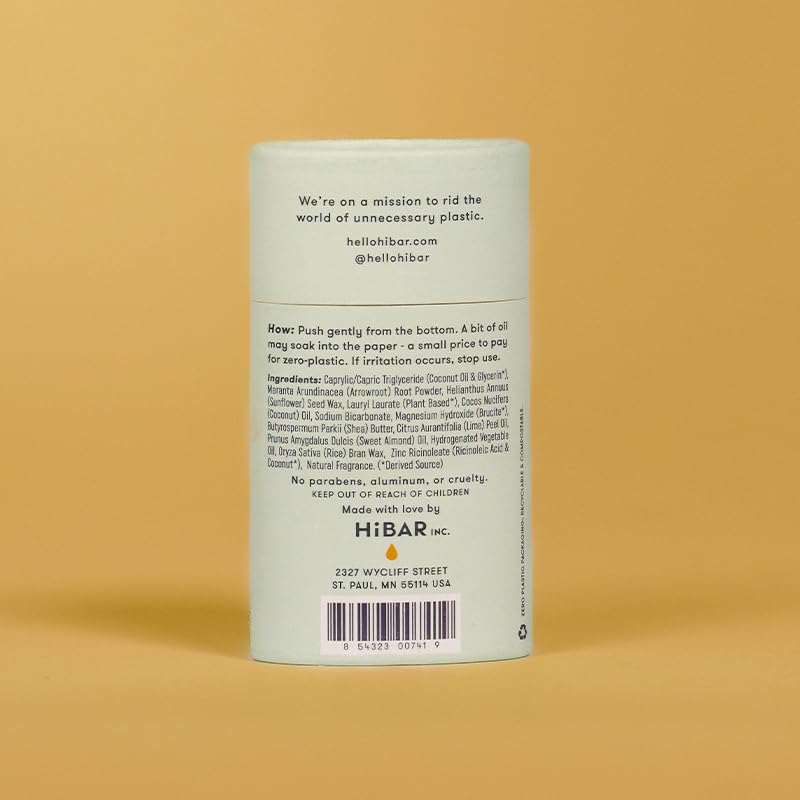 HiBAR Bergamot & Cedar label closeup highlights natural ingredients and fragrance.