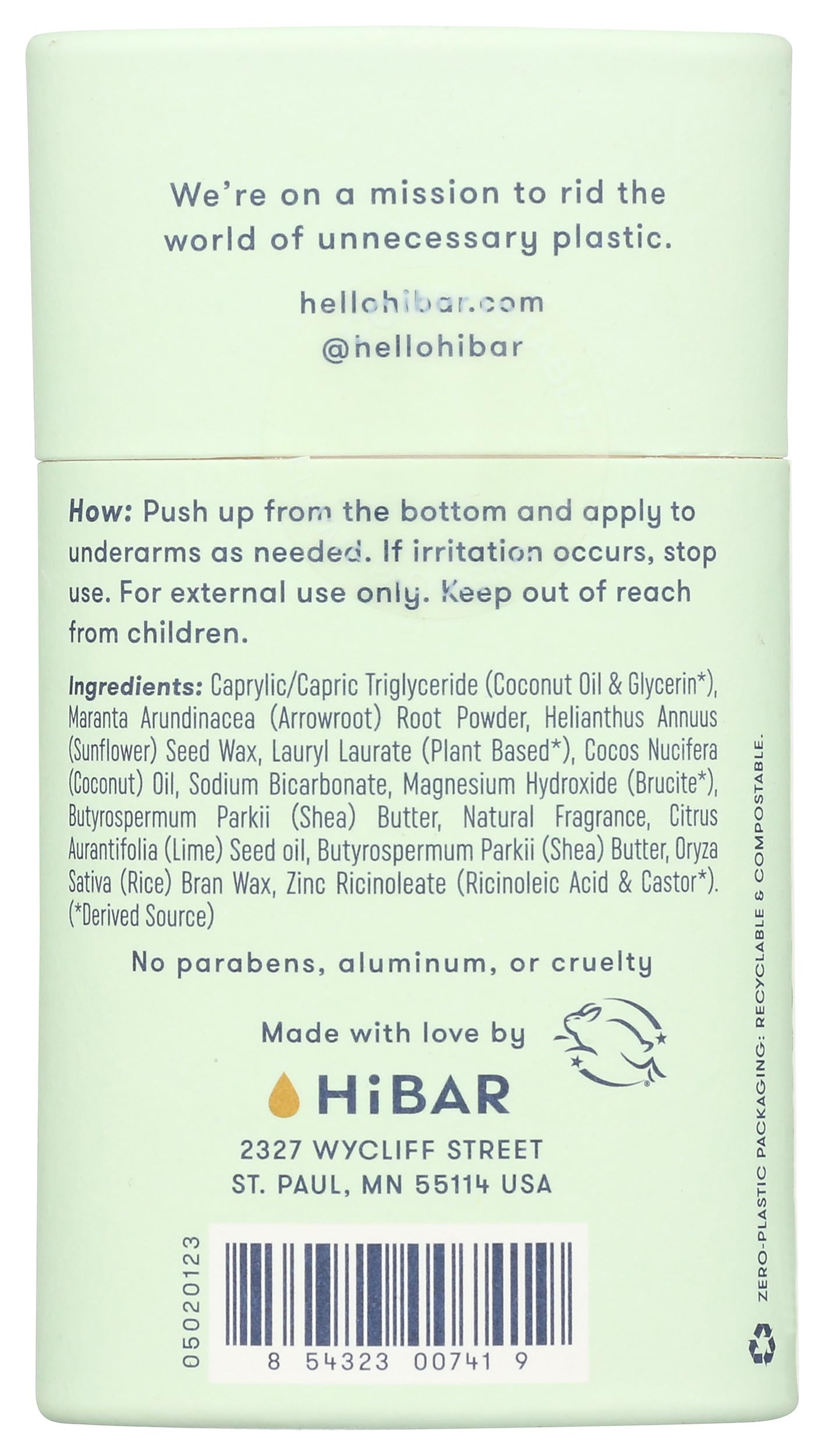 HiBAR Bergamot Cedar deodorant being applied for daily freshness.