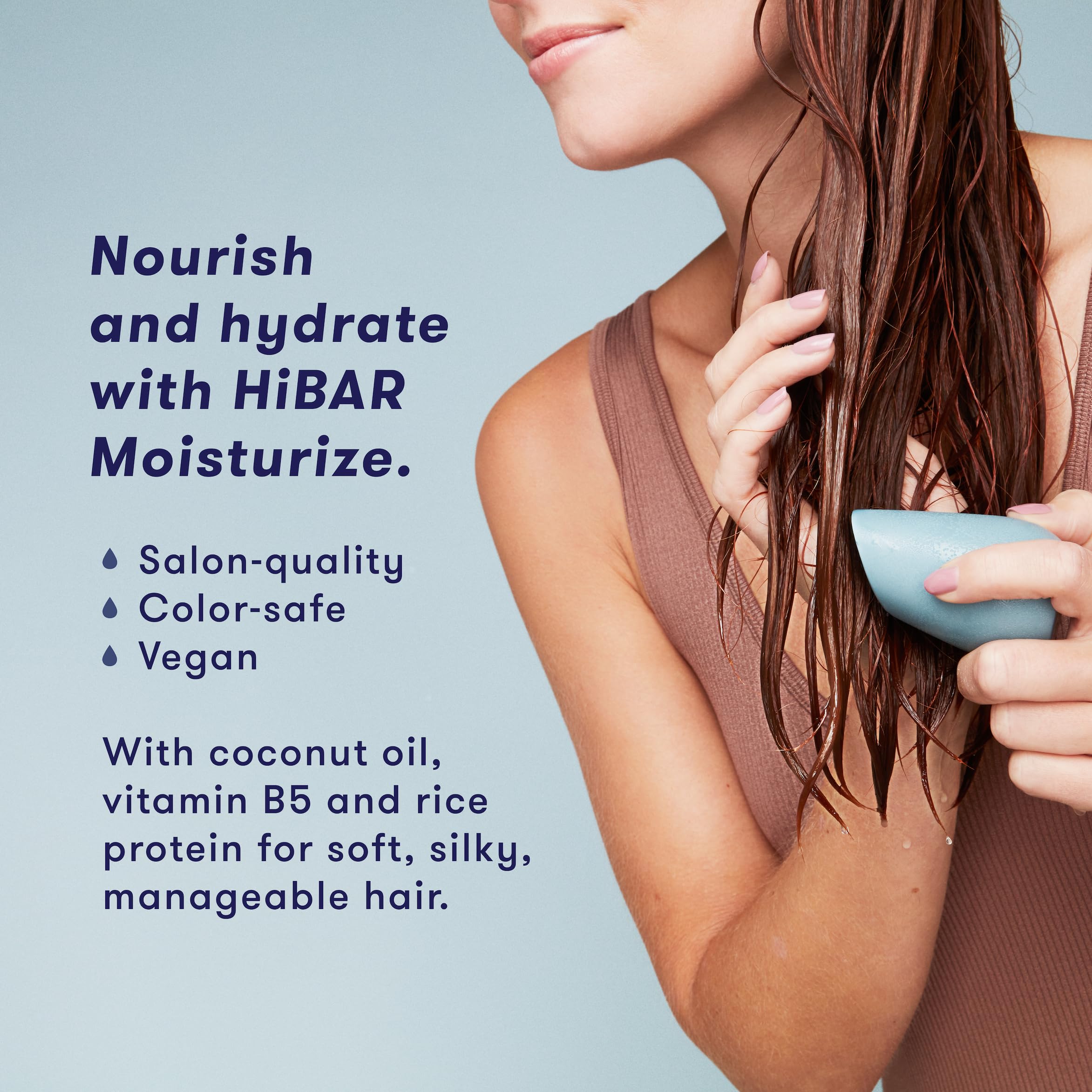HIBAR conditioner bar ingredients close-up shows a natural formula