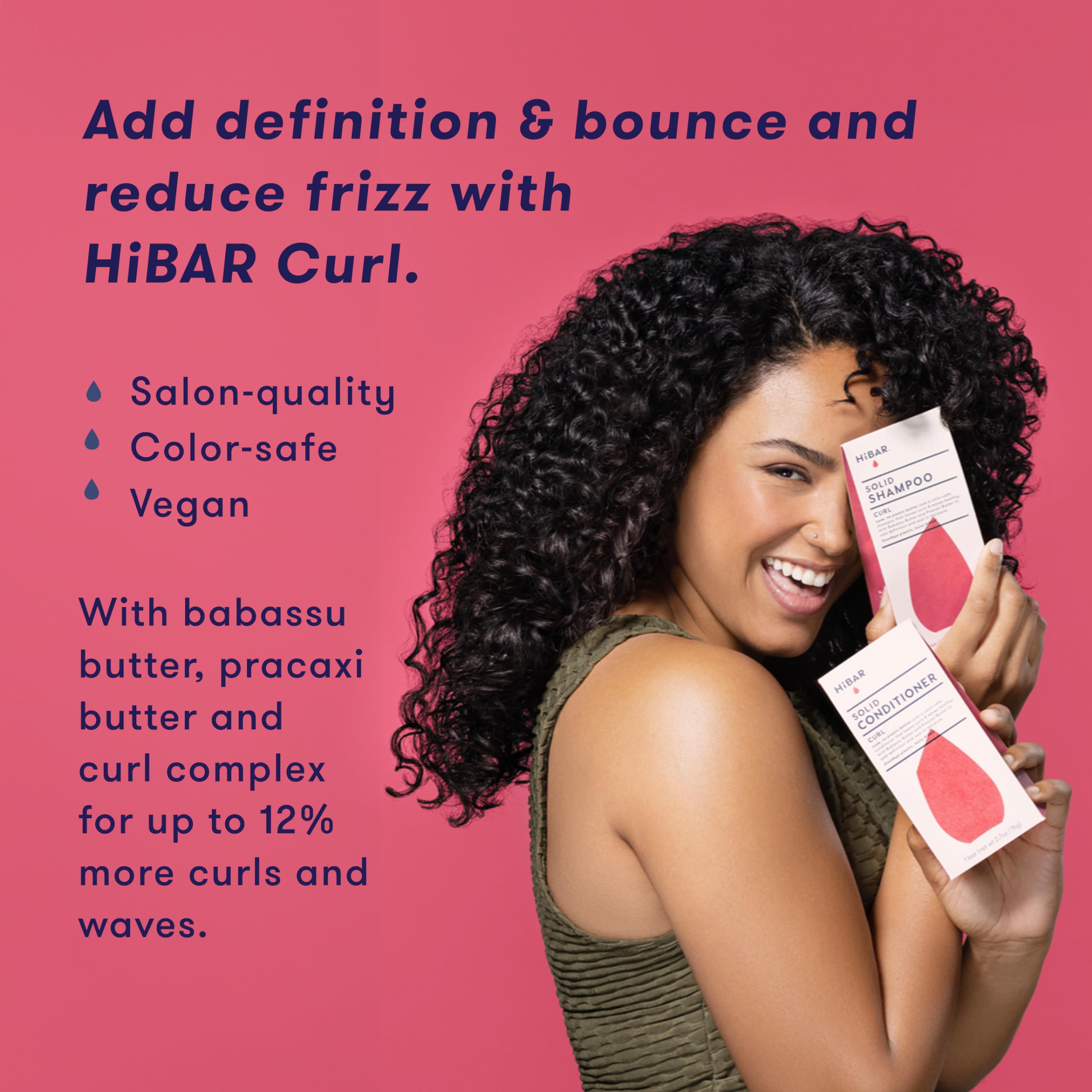 HIBAR Curl Shampoo Bar used on wet hair for detangling and definition.