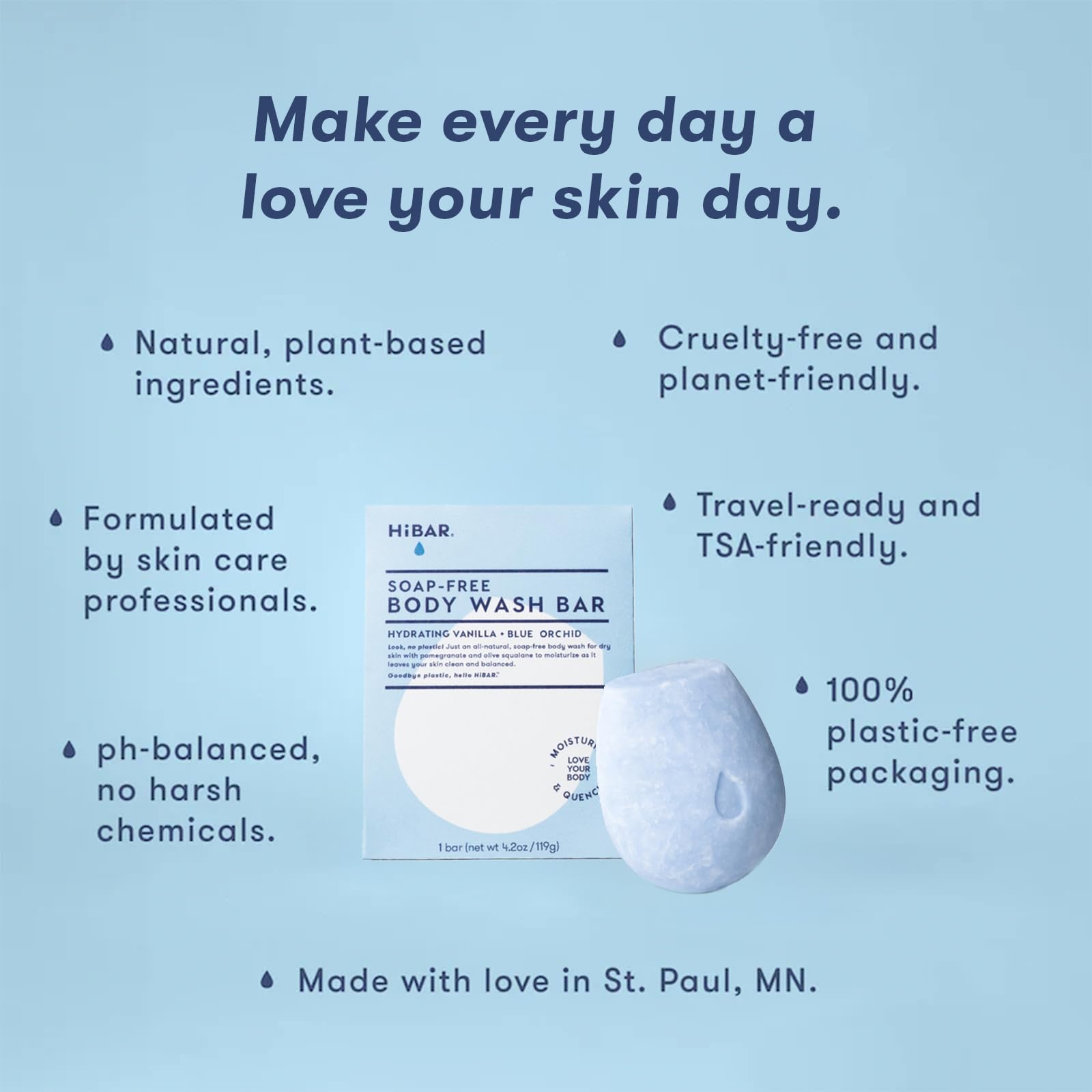 HIBAR Hydrate bar ingredients highlight snow mushroom and hyaluronic acid.