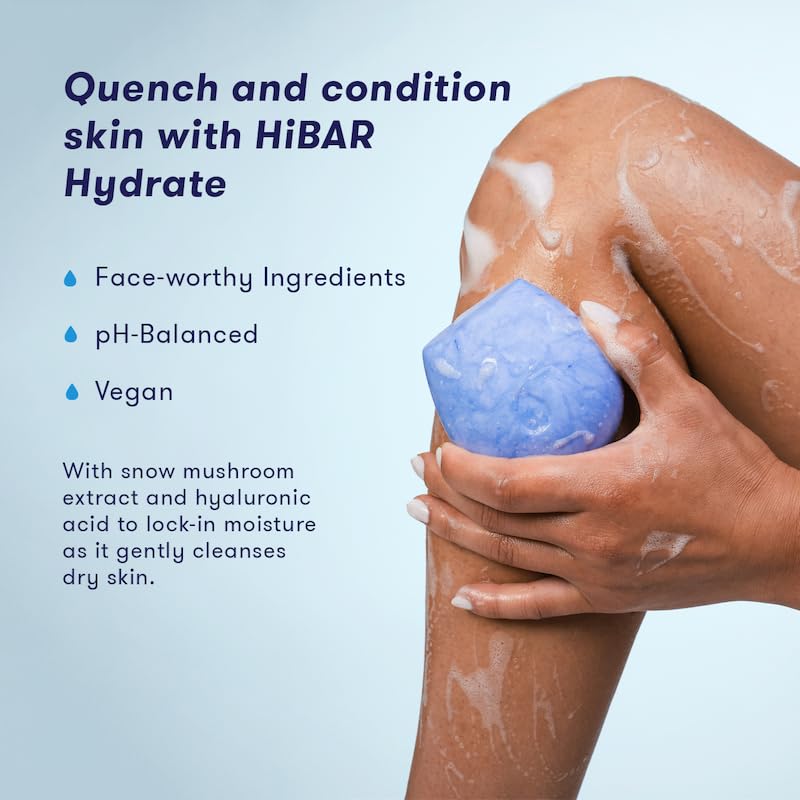 HIBAR Hydrate bar lather close-up, delivering a soft, hydrating cleanse