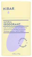 HIBAR Lavender Jasmine deodorant tube with plastic-free packaging for eco-friendly use.