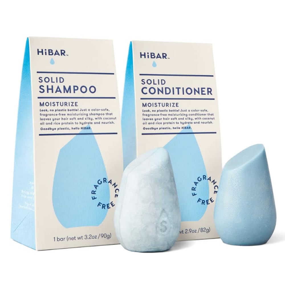 HiBAR Moisturize shampoo bar close-up highlighting fragrance-free formula for sensitive scalps