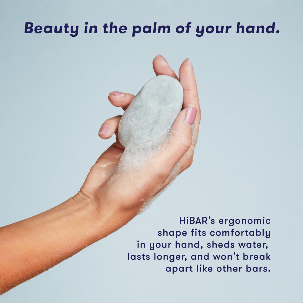 HIBAR Moisturize Shampoo Bar dry-hair care close-up, nourishes textured strands.