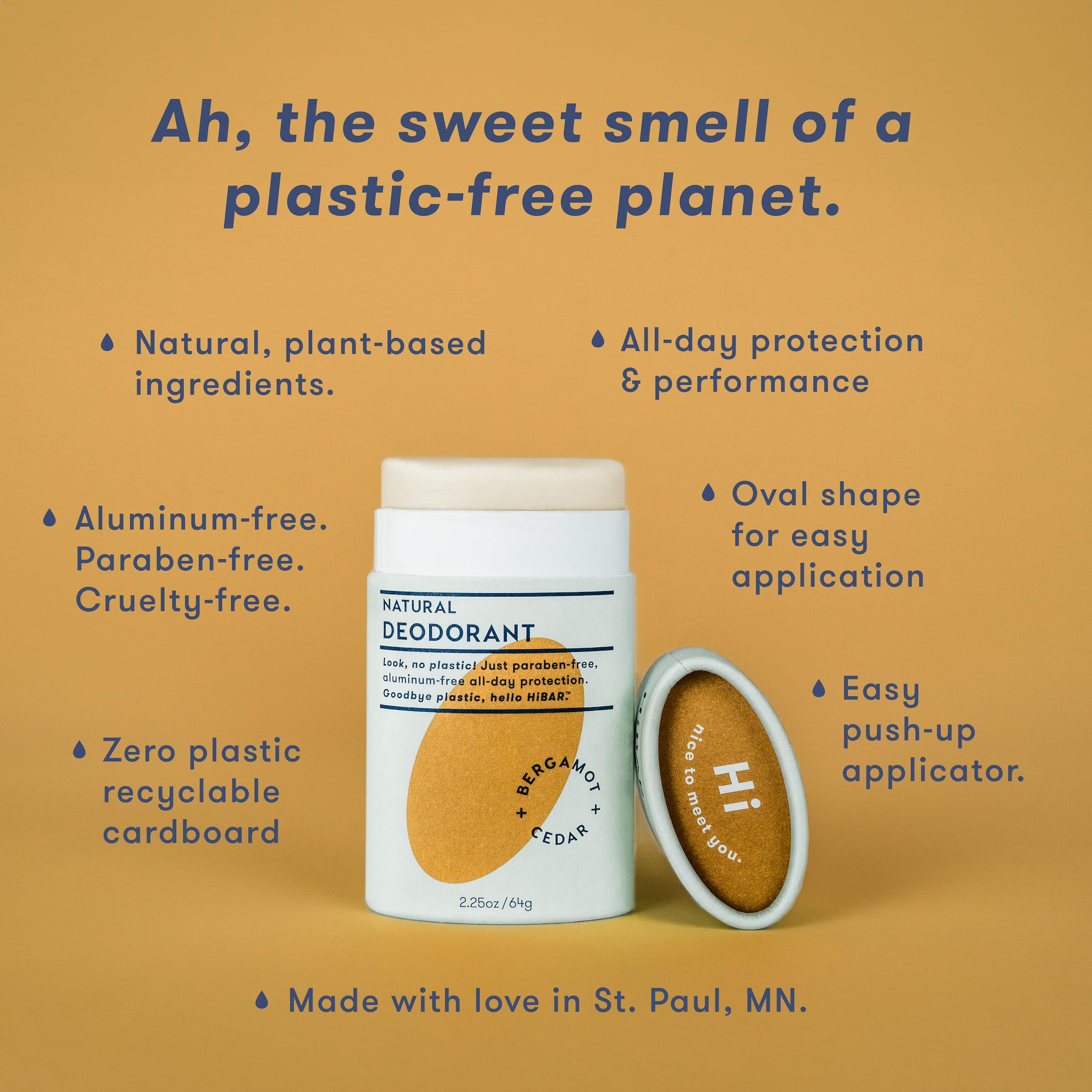 HiBAR plastic-free deodorant tube shown for daily, convenient use.