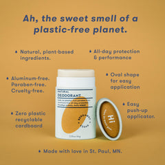 HiBAR plastic-free deodorant tube shown for daily, convenient use.