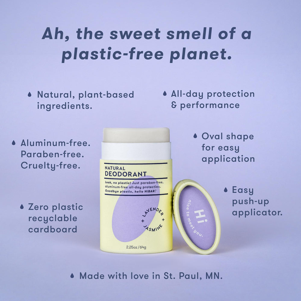 HIBAR plastic-free deodorant tubes highlight sustainable packaging and easy application