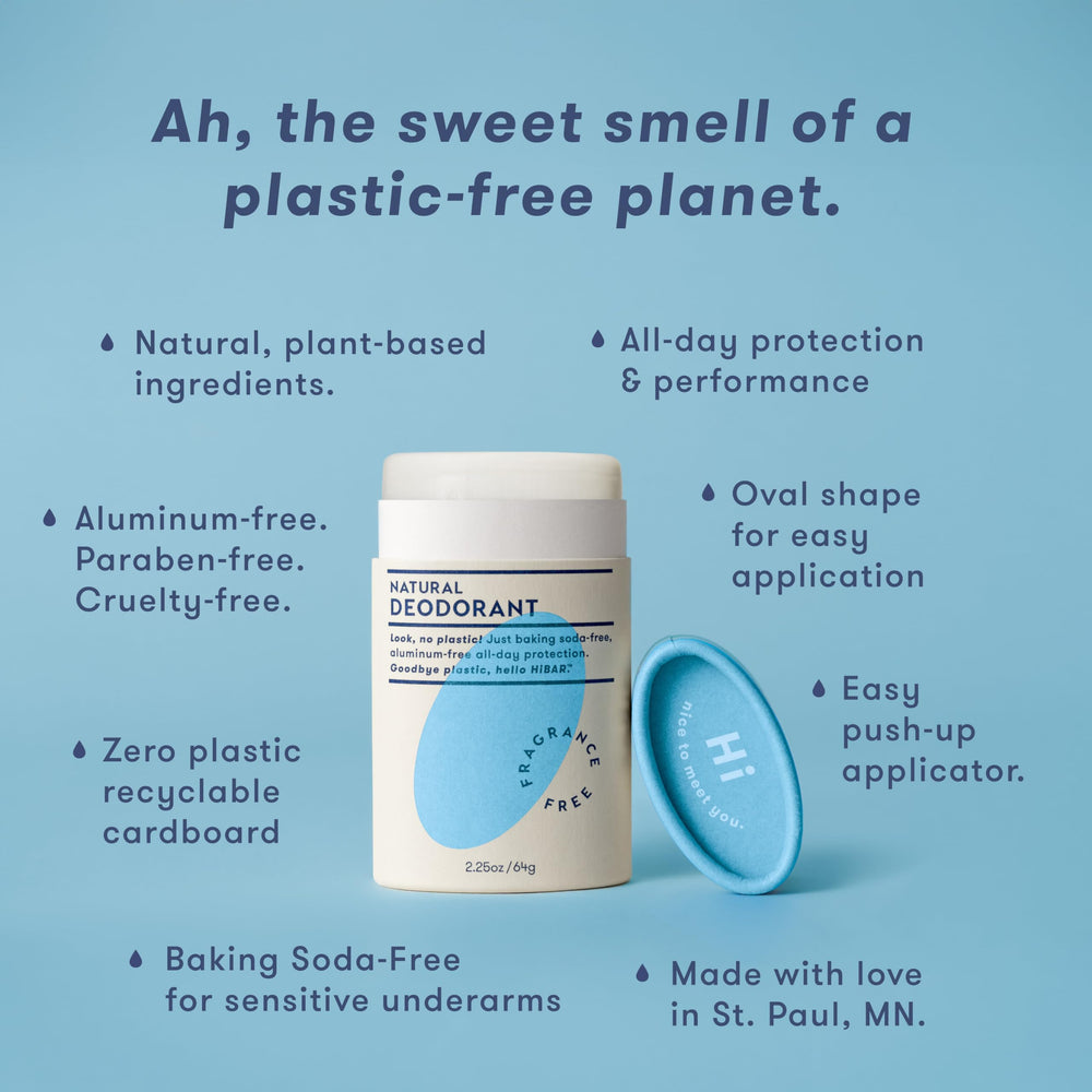 HiBAR Sensitive Déodorant avec applicateur-poussée, format pratique pour le voyage.