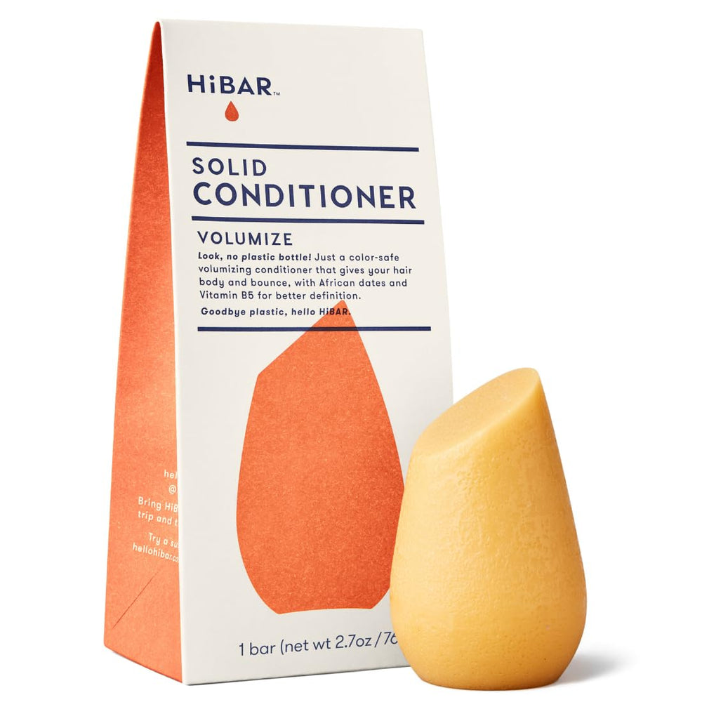 HIBAR Volumize Conditioner Bar wrapped for travel and plastic-free routines.