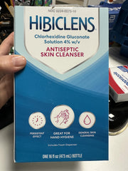 Hibiclens bottle with foaming pump for thorough skin cleansing