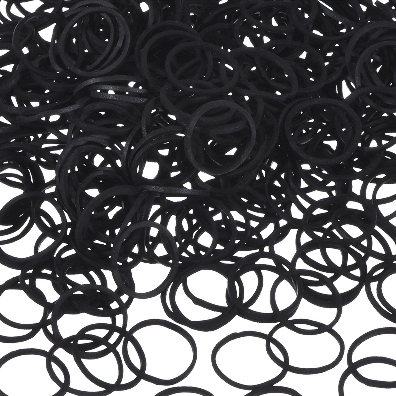 Hicarer mini black rubber bands in a bag for delicate hair styling.