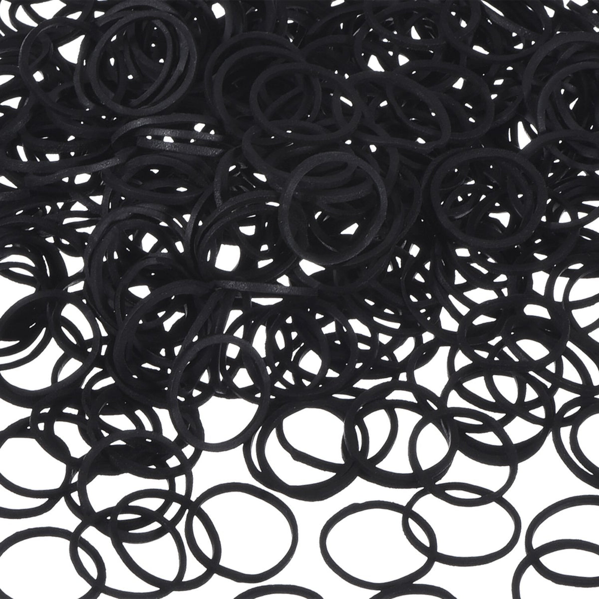 Hicarer mini black rubber bands in a bag for delicate hair styling.