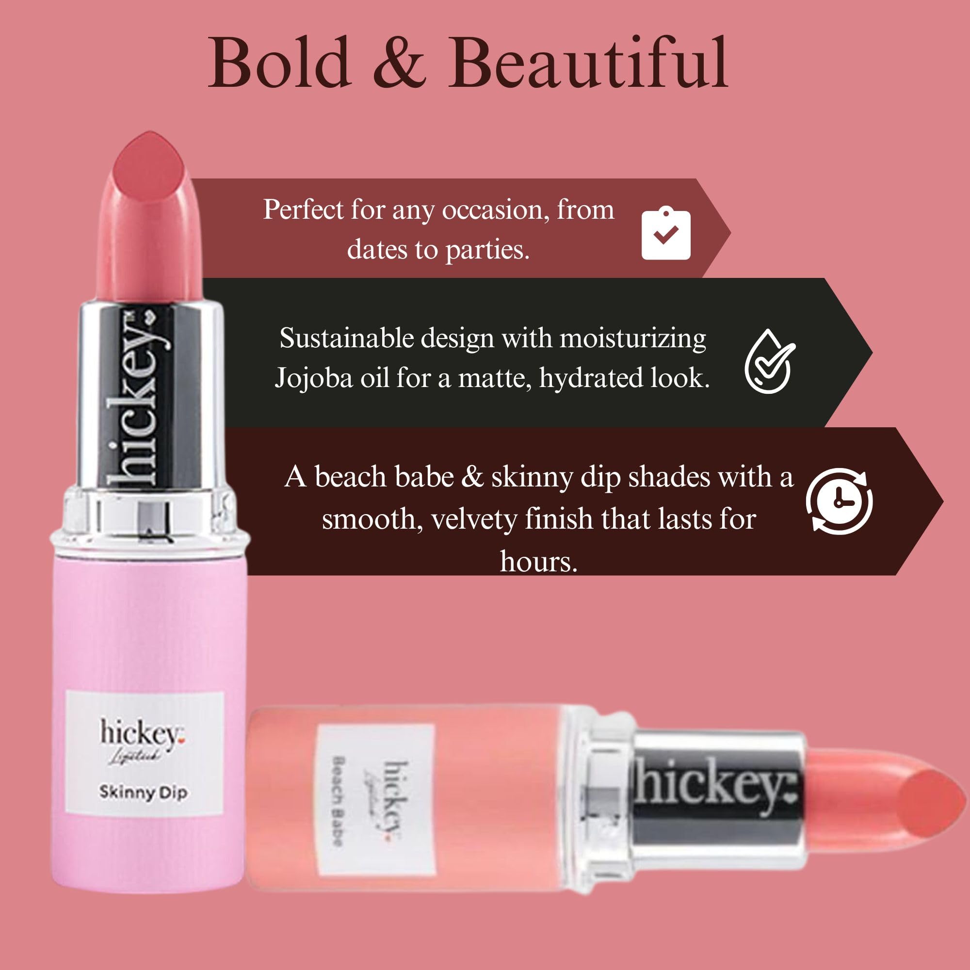 Hickey Skinny Dip refill with coral shade for vibrant wear