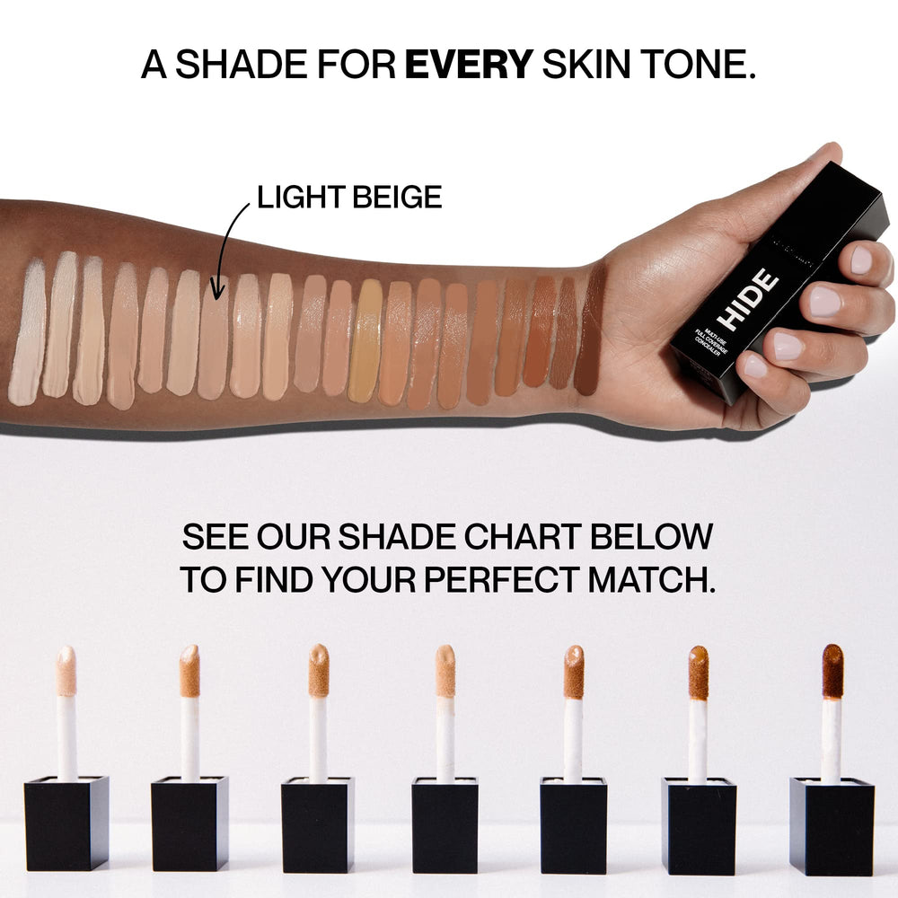 Hide concealer doe-foot-applicator provides precise control for dark circles.