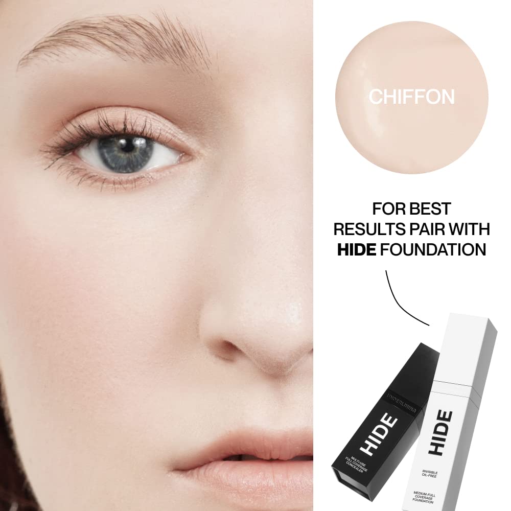 Hide Liquid Concealer brightens under-eye areas to reduce dark circle prominence.