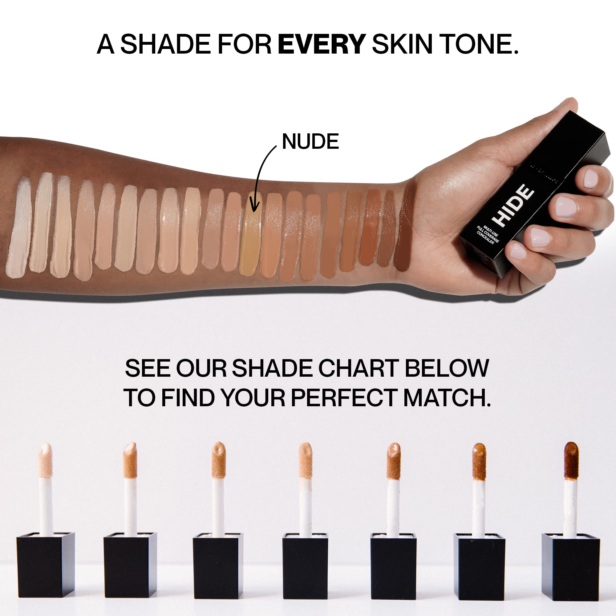 Hide Liquid Concealer targets under-eye circles for a brighter, even-toned look.