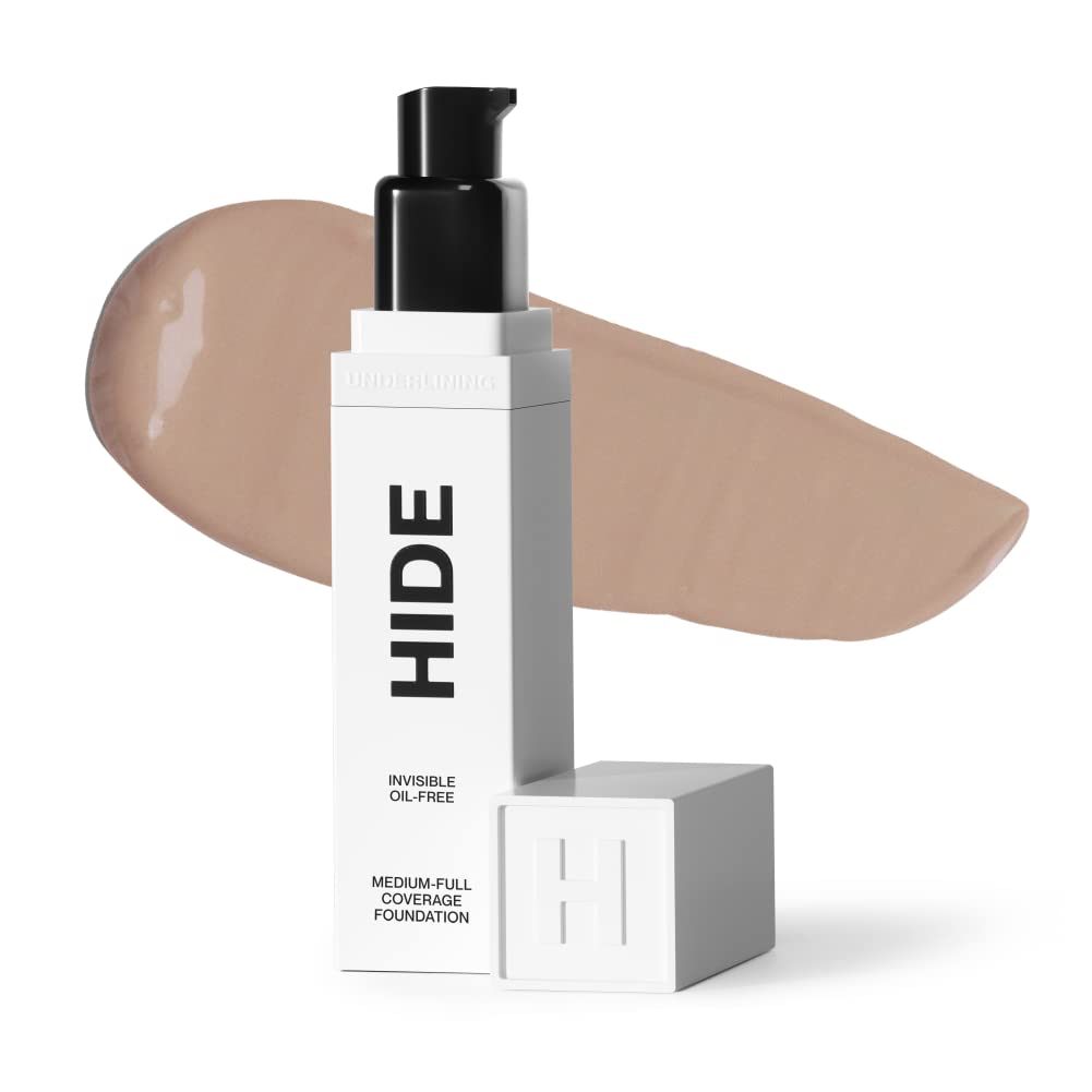 Hide Premium Foundation bottle with pump for effortless daily application and even tone.