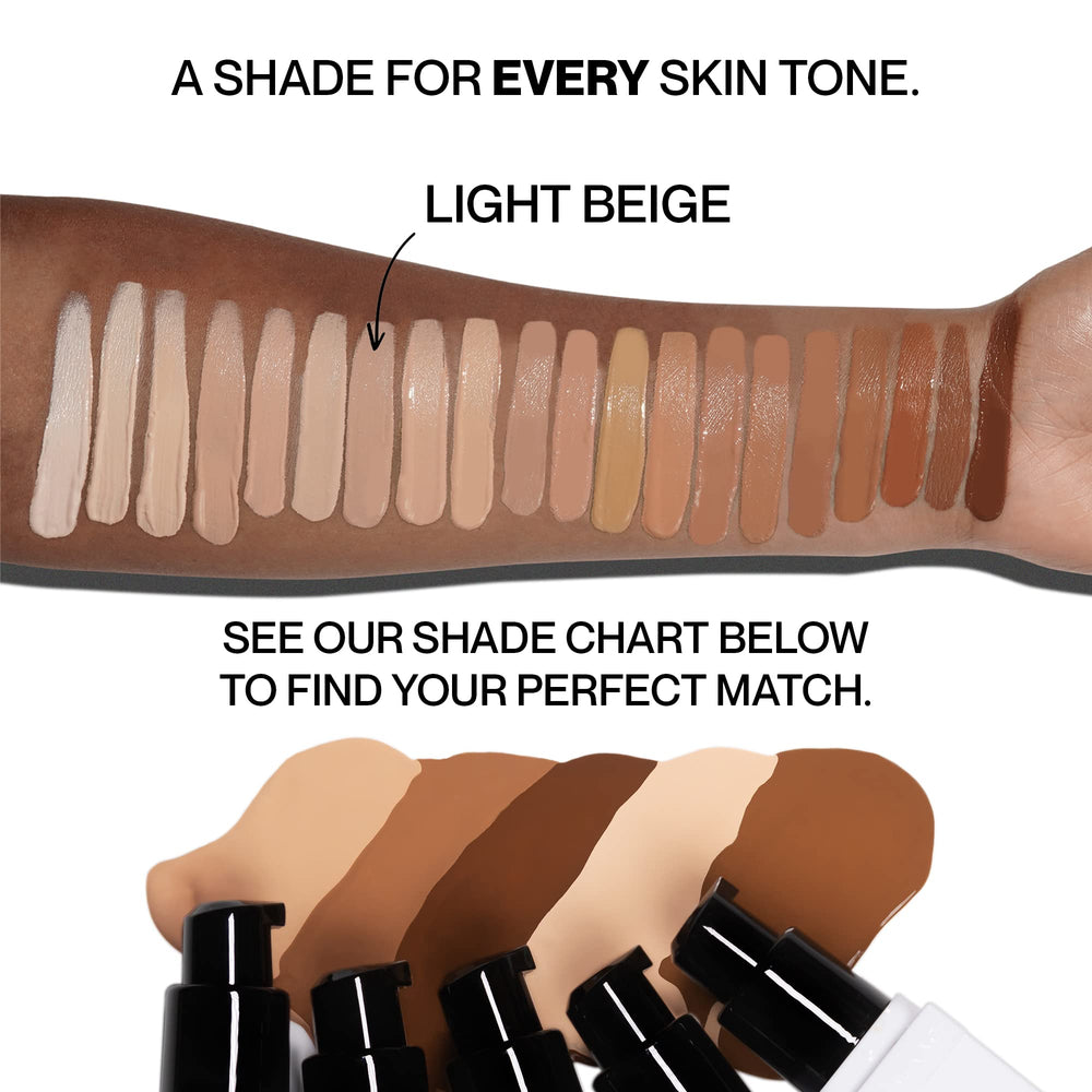Shade finder screen showing quick shade match for varied skin tones.