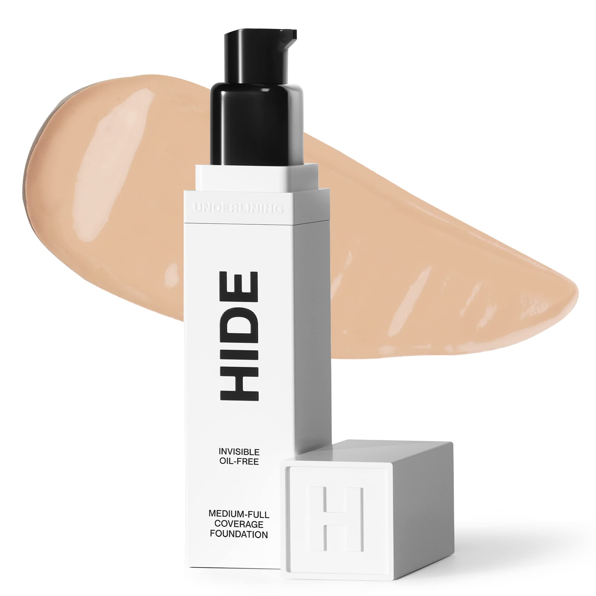 Hide Premium Foundation Almond bottle front showing natural finish for all-day wear