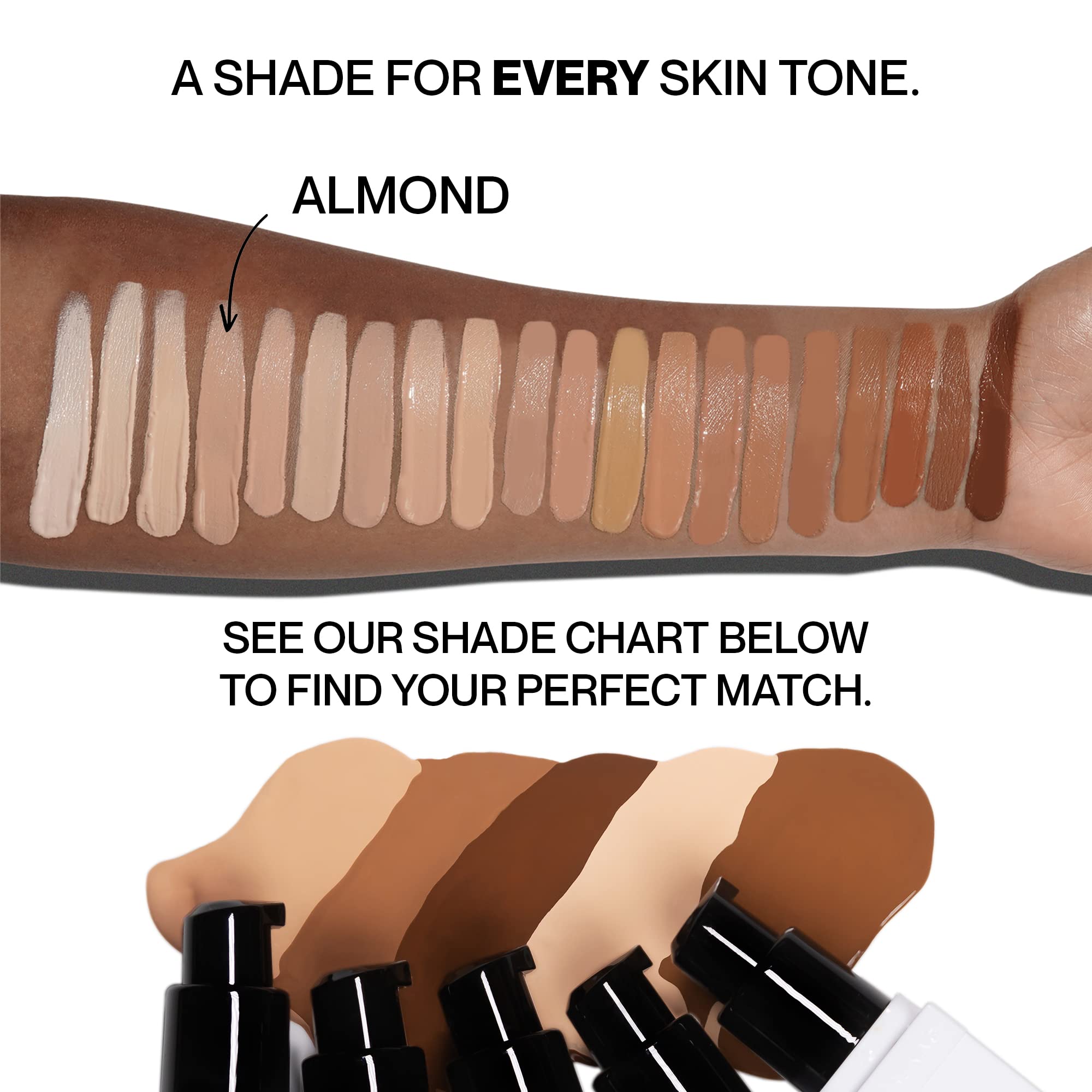 Hide Premium Foundation Almond shade finder UI demonstrating personalized shade suggestions