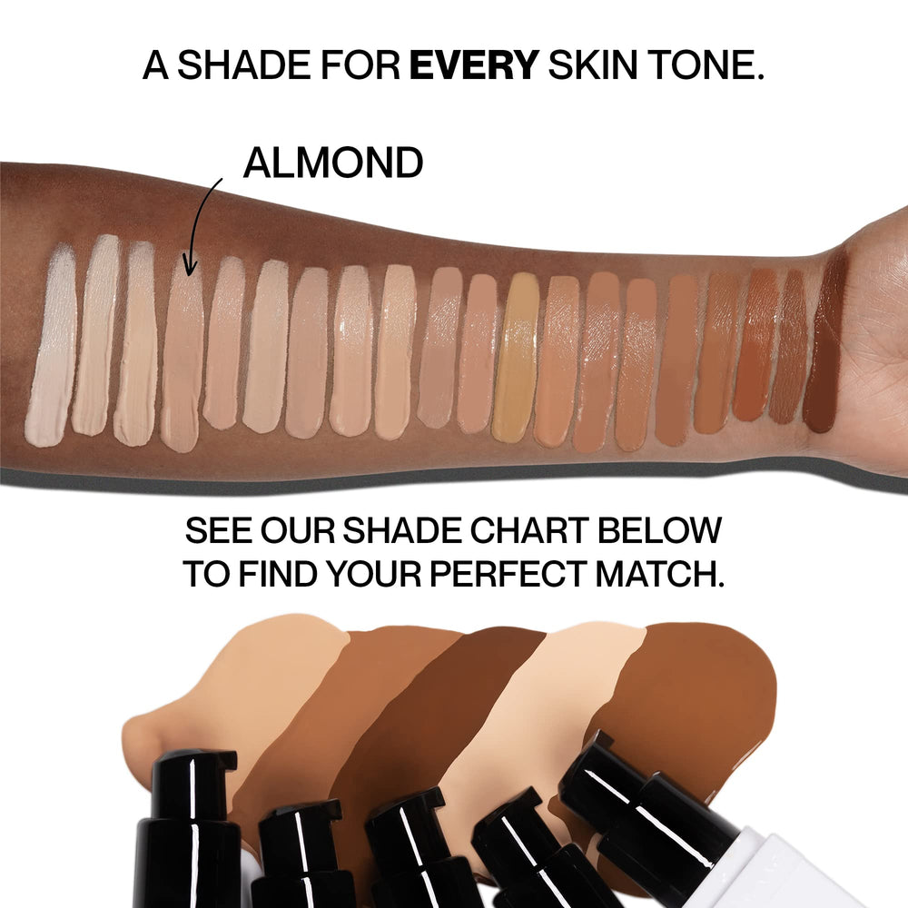 Hide Premium Foundation Almond shade finder UI demonstrating personalized shade suggestions