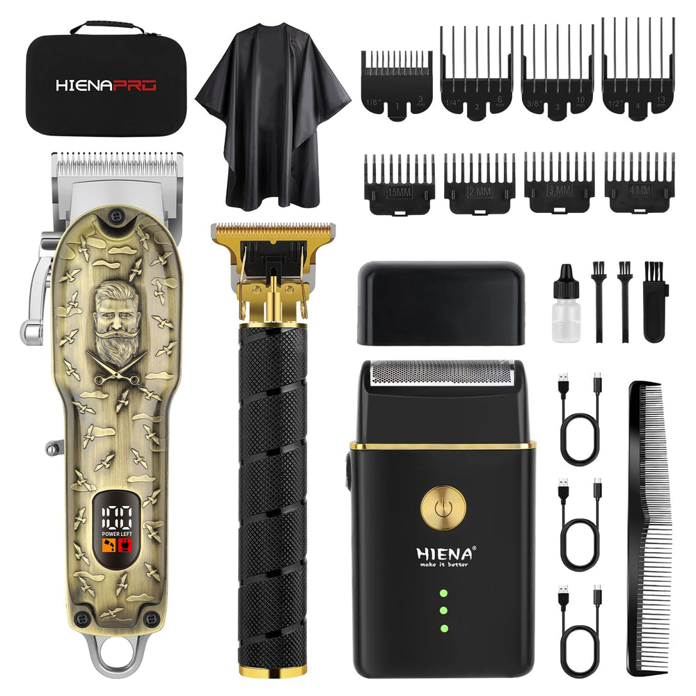 HIENA PRO Barber Clipper Set full kit for seamless home grooming.