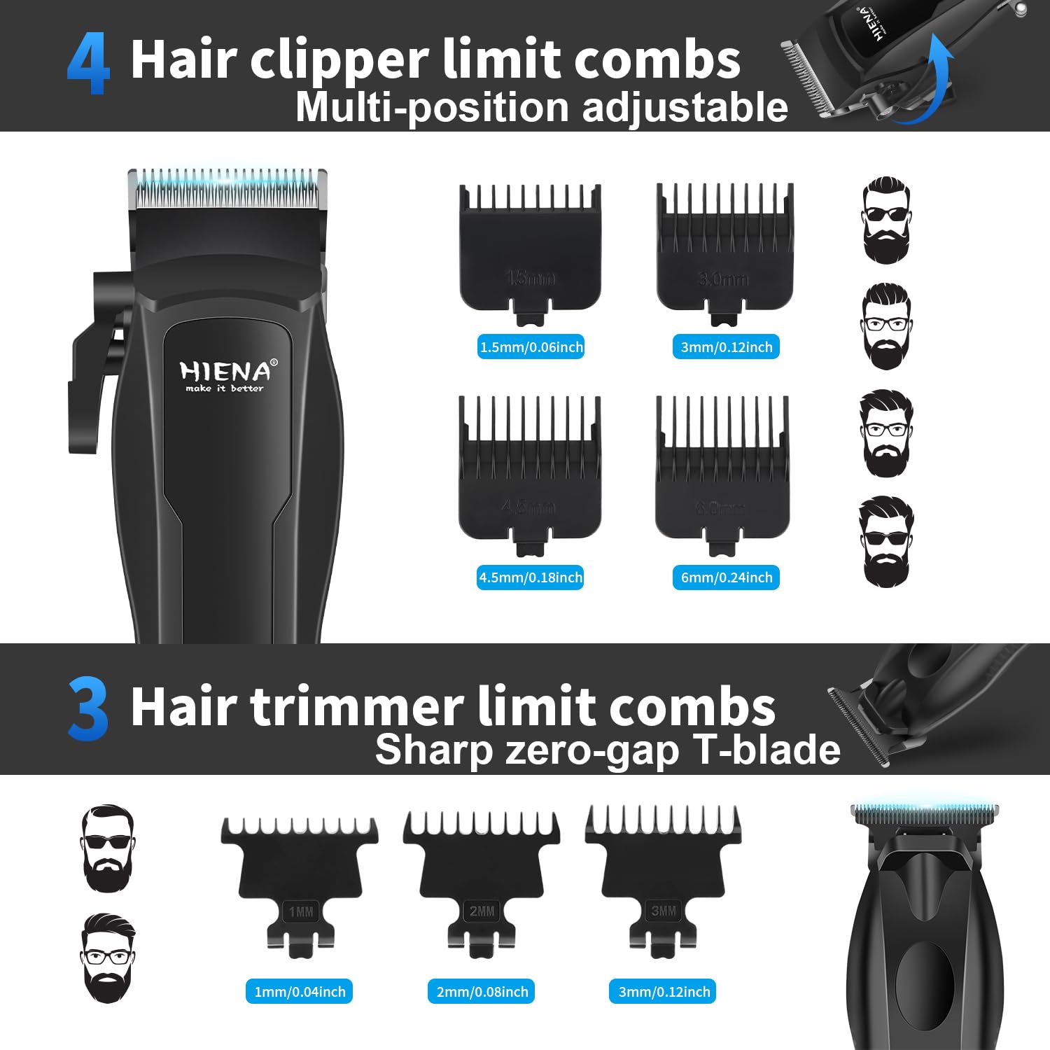 HIENA PRO beard trimmer for clean, comfortable edging.