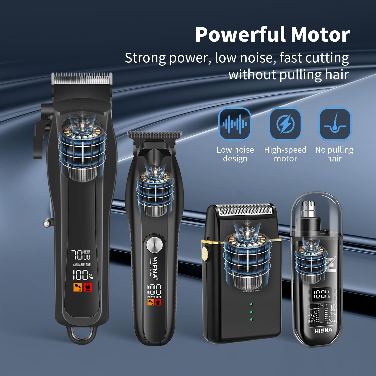 HIENA PRO guide combs provide versatile length options.