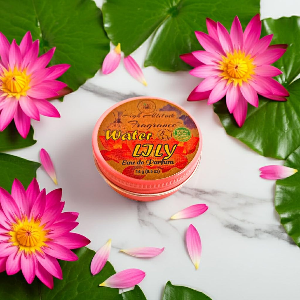 HIGH ALTITUDE FRAGRANCE Water Lily ingredients highlight plant oils and beeswax.