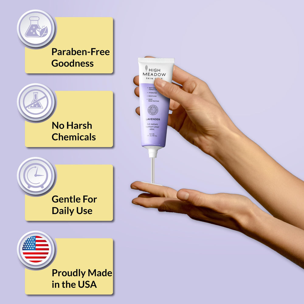 Glowing arm with softened, hydrated skin after applying High Meadow cream