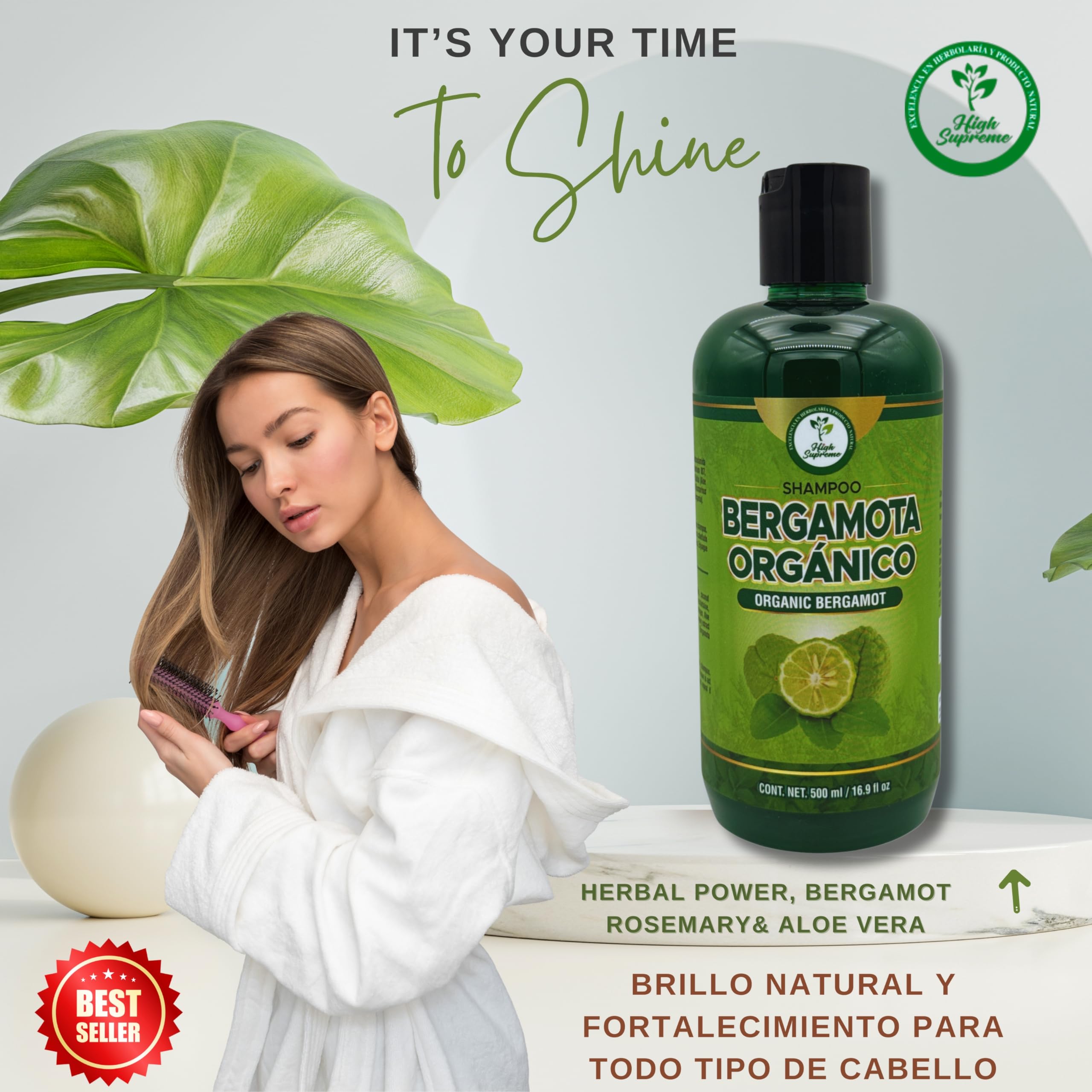 HIGH SUPREME daily-use shampoo bottle suitable for all hair types.